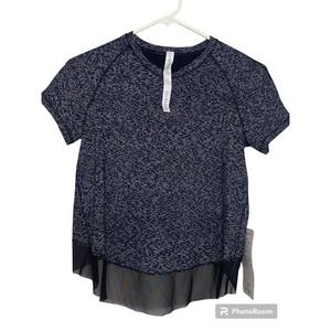 Lululemon Quick Pace Short Sleeve Soundwave White Black / Black - Size 2 NWT